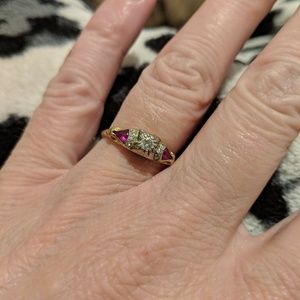 Antique Diamond & Ruby Wedding Set